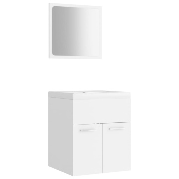 Set mobilier de baie, alb, lemn prelucrat - Img 2
