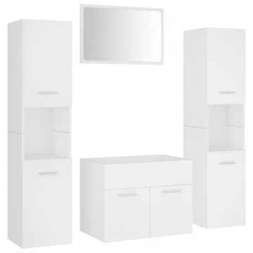 Set mobilier de baie, alb, lemn prelucrat - Img 2