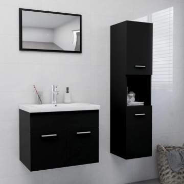 Set mobilier de baie, negru, lemn prelucrat - Img 1