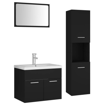 Set mobilier de baie, negru, lemn prelucrat - Img 2