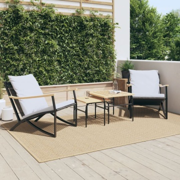 Set mobilier de balcon, 4 piese, cu perne, negru, oțel - Img 1