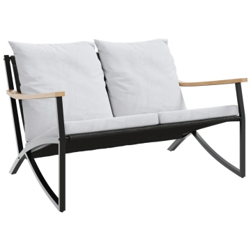 Set mobilier de balcon, 5 piese, cu perne, negru, oțel - Img 3