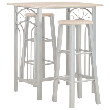Set mobilier de bar, 3 piese, lemn și oțel - Img 1
