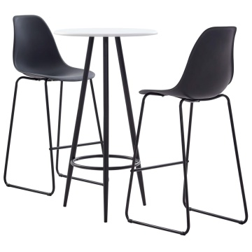 Set mobilier de bar, 3 piese, negru, plastic - Img 1
