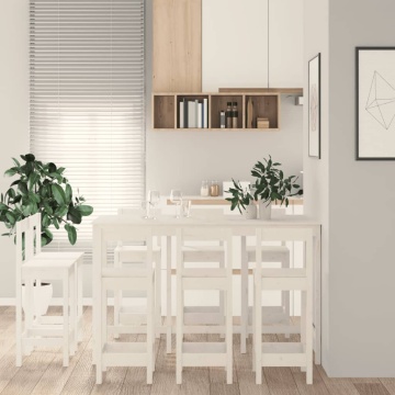 Set mobilier de bar, 9 piese, alb, lemn masiv de pin - Img 5