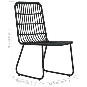 Set mobilier de bistro, 3 piese, negru, poliratan - Img 11