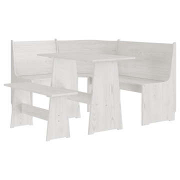 Set mobilier de bucătărie, 3 piese, alb, lemn masiv de pin - Img 2