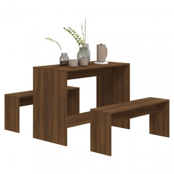 Set mobilier de bucătărie, 3 piese, maro, stejar, PAL - Img 4