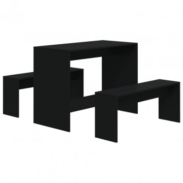 Set mobilier de bucătărie, 3 piese, negru, PAL - Img 2