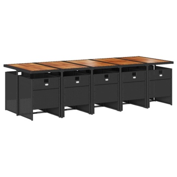 Set mobilier de exterior cu perne, 11 piese, negru, poliratan - Img 3