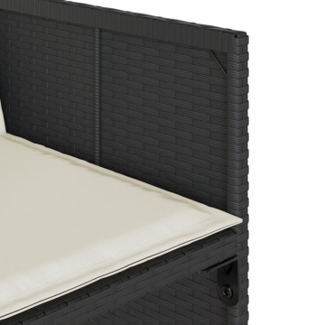 Set mobilier de exterior cu perne, 11 piese, negru, poliratan - Img 5