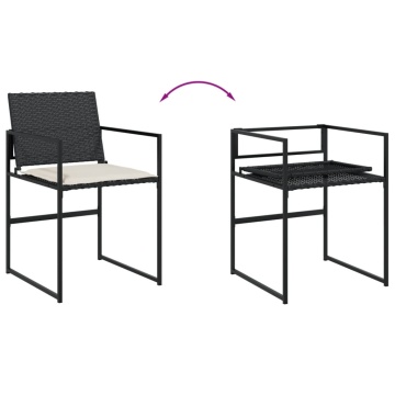 Set mobilier de exterior cu perne, 11 piese, negru, poliratan - Img 6
