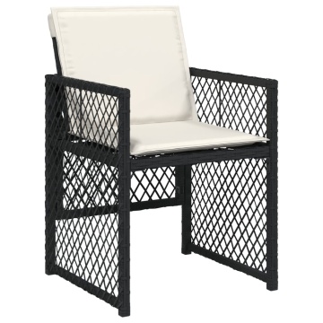Set mobilier de exterior cu perne, 11 piese, negru, poliratan - Img 4