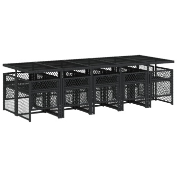 Set mobilier de exterior cu perne, 11 piese, negru, poliratan - Img 8
