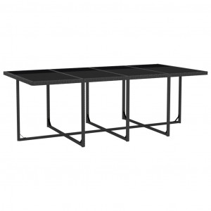 Set mobilier de exterior cu perne, 13 piese, negru, poliratan - Img 7