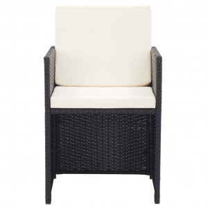 Set mobilier de exterior cu perne, 15 piese, negru, poliratan - Img 7