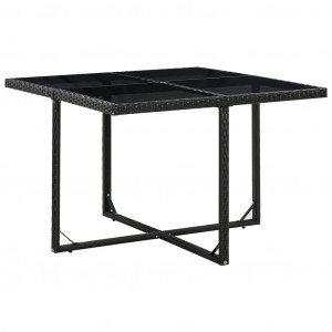 Set mobilier de exterior cu perne, 5 piese, negru, poliratan - Img 7