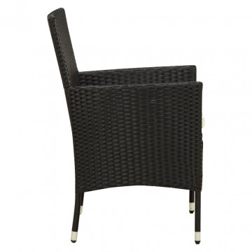 Set mobilier de exterior cu perne, 7 piese, negru, poliratan - Img 8