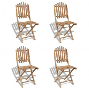 Set mobilier de exterior pliabil, 5 piese, bambus - Img 4