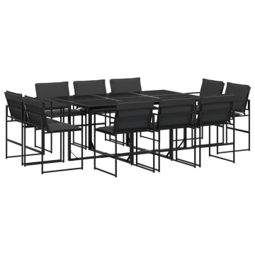 Set mobilier de grădină, 11 piese, cu perne, negru, textilenă - Img 2