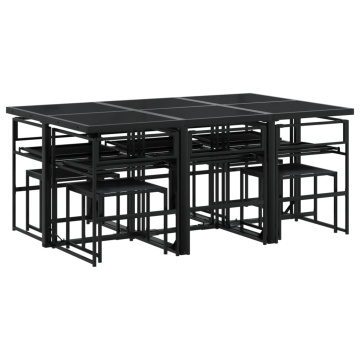 Set mobilier de grădină, 11 piese, cu perne, negru, textilenă - Img 5