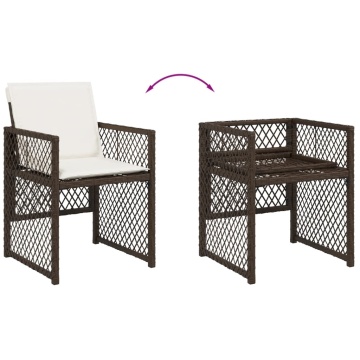 Set mobilier de grădină, 13 piese, maro, cu perne, poliratan - Img 5