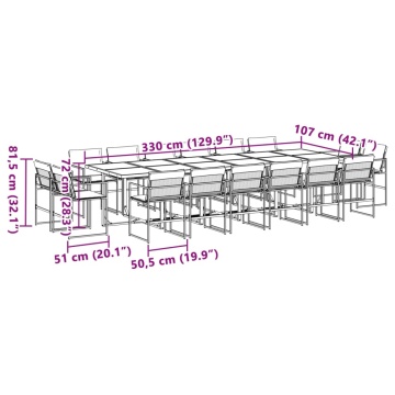 Set mobilier de grădină, 17 piese, cu perne, alb, textilenă - Img 7
