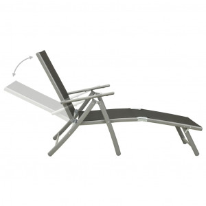 Set mobilier de grădină, 3 piese, argintiu textilenă & aluminiu - Img 8