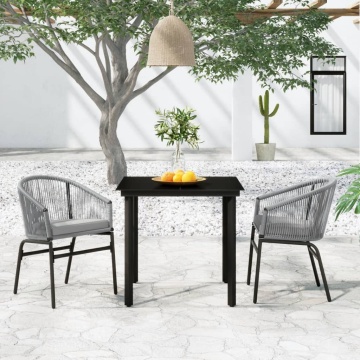 Set mobilier de grădină, 3 piese, gri - Img 1
