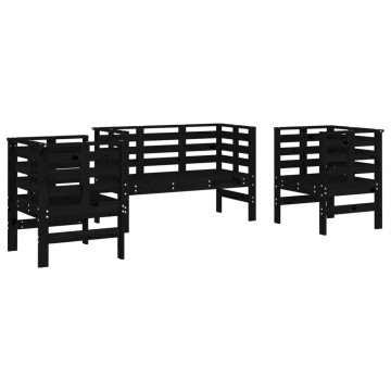 Set mobilier de grădină, 3 piese, negru, lemn masiv pin - Img 2