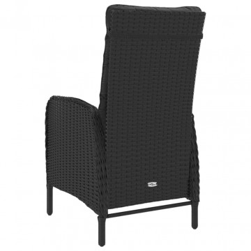 Set mobilier de grădină, 3 piese, negru, poliratan și sticlă - Img 6
