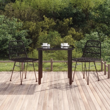 Set mobilier de grădină, 3 piese, negru, poliratan - Img 1