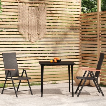 Set mobilier de grădină, 3 piese, negru - Img 1