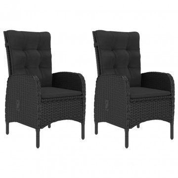 Set mobilier de grădină, 3 piese, negru - Img 8
