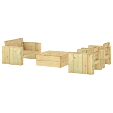 Set mobilier de grădină, 4 piese, lemn de pin tratat - Img 3