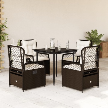 Set mobilier de grădină, 5 piese, cu perne, maro, poliratan - Img 1