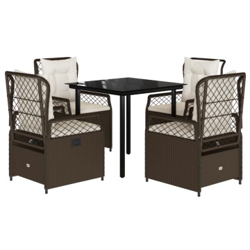 Set mobilier de grădină, 5 piese, cu perne, maro, poliratan - Img 2