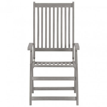 Set mobilier de grădină, 5 piese, gri, lemn masiv de acacia - Img 4