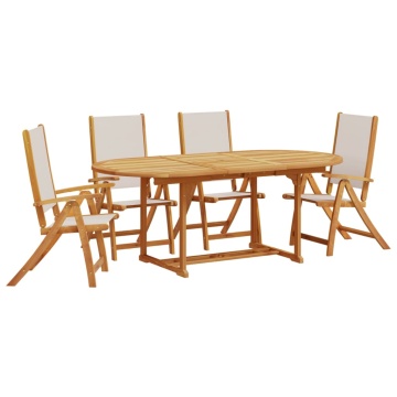 Set mobilier de grădină, 5 piese, lemn masiv acacia/textilenă - Img 2