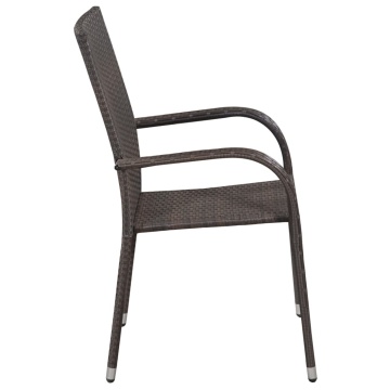 Set mobilier de grădină, 5 piese, maro și negru - Img 4