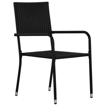 Set mobilier de grădină, 5 piese, negru, poliratan - Img 4