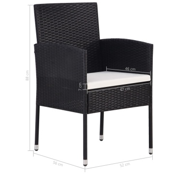 Set mobilier de grădină, 5 piese, negru, poliratan - Img 7