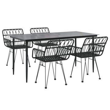 Set mobilier de grădină, 5 piese, negru, poliratan - Img 3