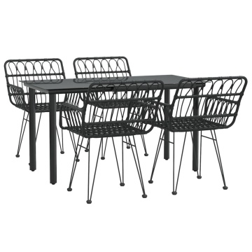 Set mobilier de grădină, 5 piese, negru, poliratan - Img 3