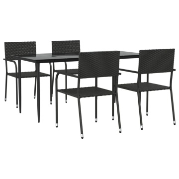 Set mobilier de grădină, 5 piese, negru, poliratan - Img 2