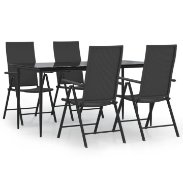 Set mobilier de grădină, 5 piese, negru, poliratan - Img 2