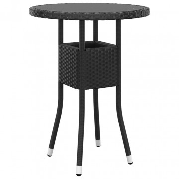 Set mobilier de grădină, 5 piese, negru, poliratan - Img 8