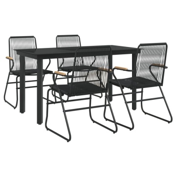 Set mobilier de grădină, 5 piese, negru, ratan PVC - Img 3