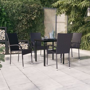 Set mobilier de grădină, 5 piese, negru - Img 1
