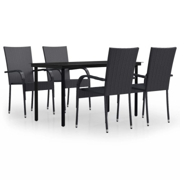Set mobilier de grădină, 5 piese, negru - Img 2